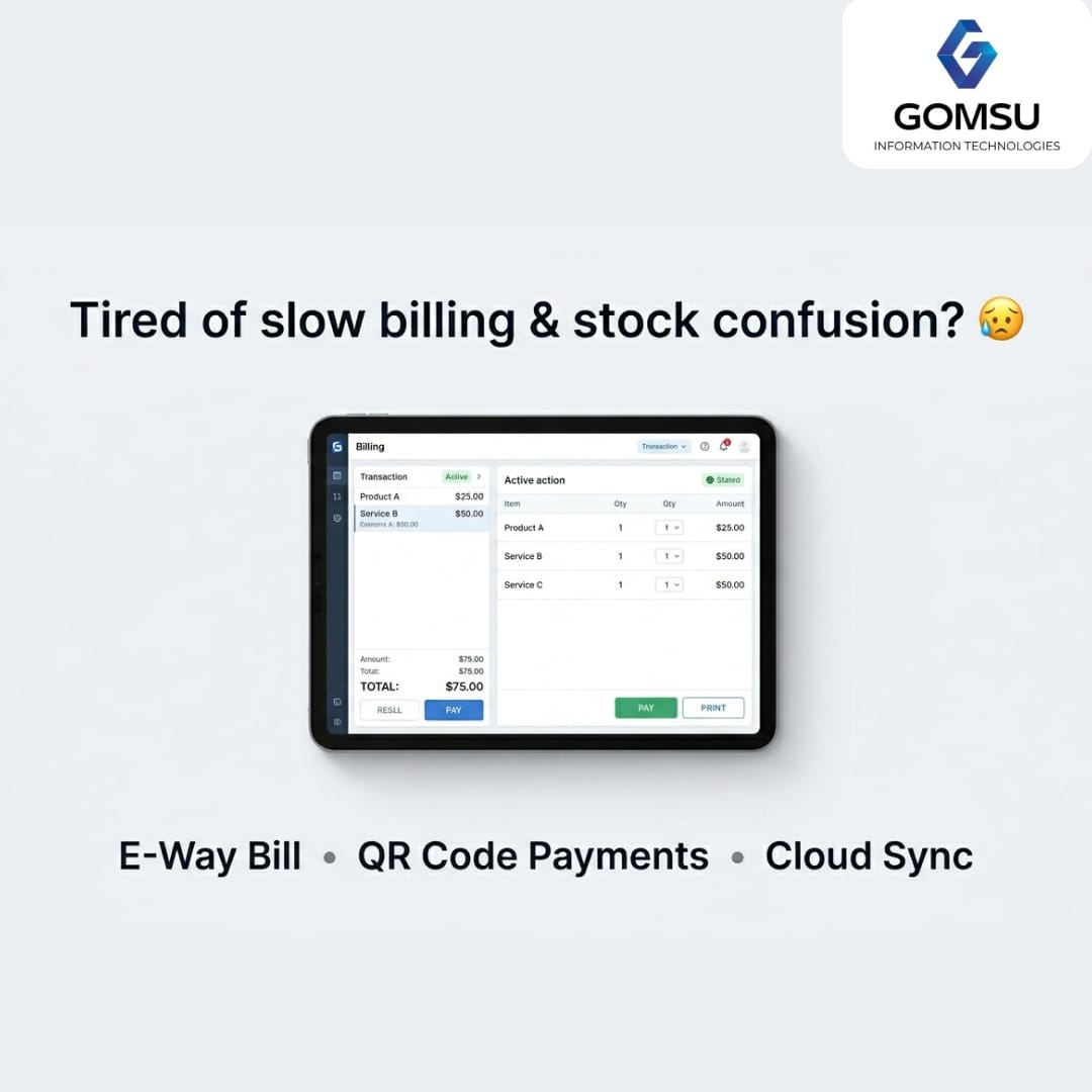 GomsuInfoTech's tweet image. Speed up your grocery store billing with our Smart POS Software 🛒
Manage inventory, track profits, and handle customer records—all in one place.

📈 Make your store smarter and more efficient.
👉 Book your free demo today!

#POSSystem #RetailStore #SmartBusiness #GOMSU