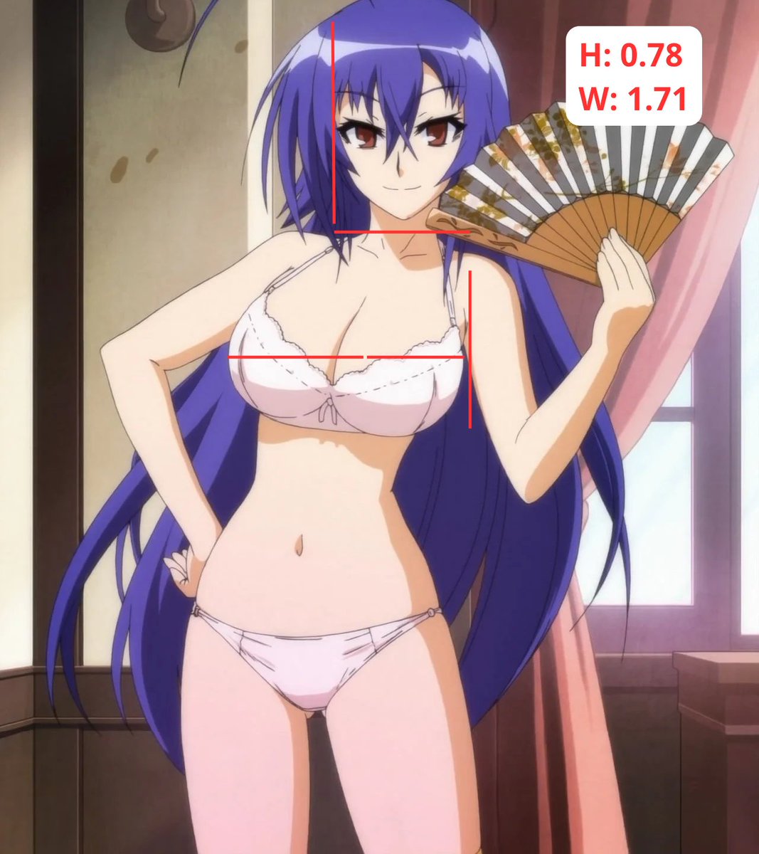 BTH_meter's tweet photo. Character: Medaka Kurokami.
Height (average): 0.72 heads.
Width (average): 1.68 heads.
Requested by anon. https://t.co/47C9DEu4Ad