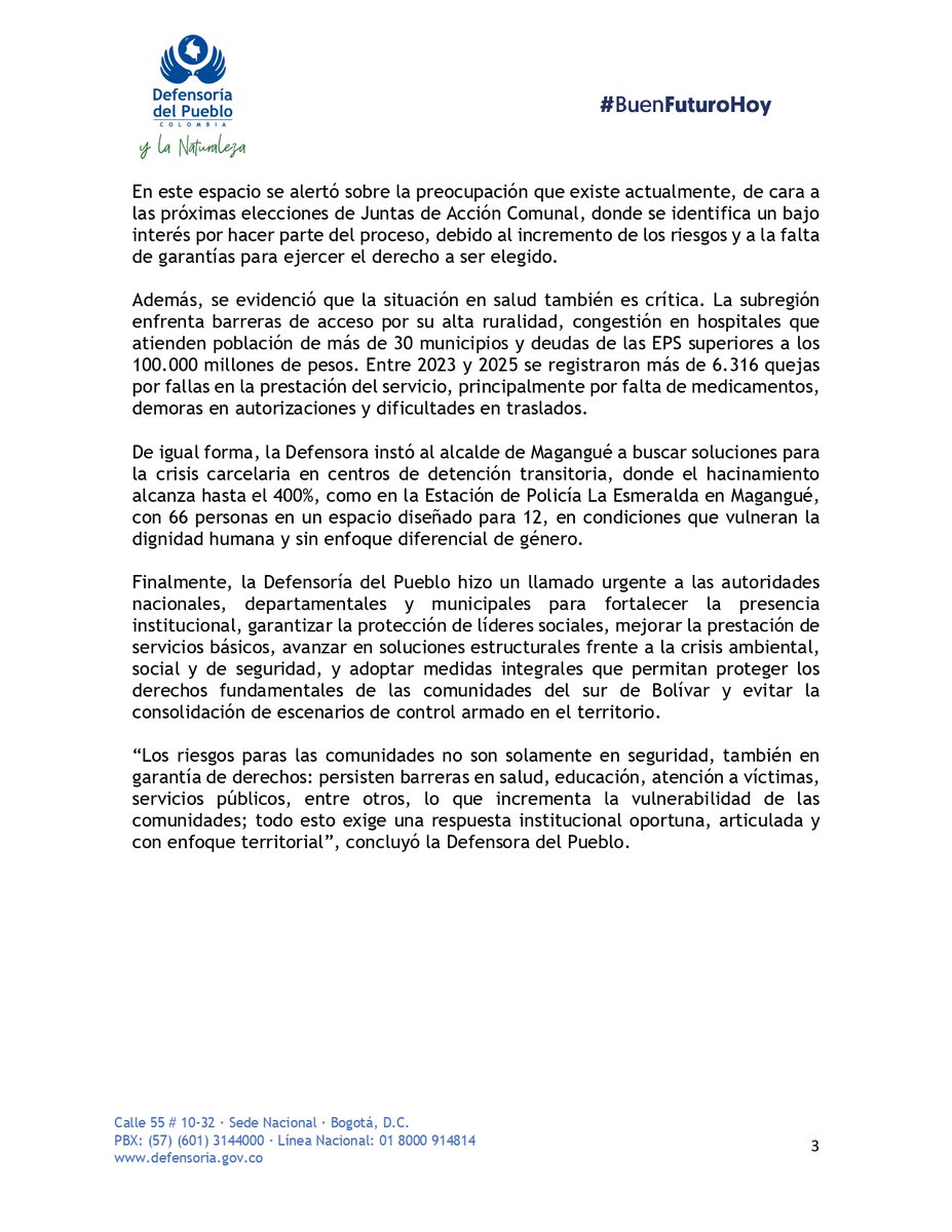 Defensoría del Pueblo tweet media