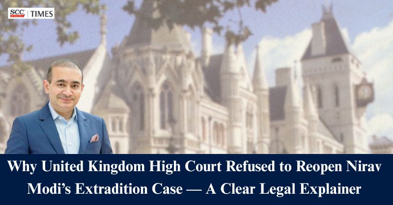 scconline_'s tweet image. Why United Kingdom High Court Refused to Reopen Nirav Modi's Extradition Case - A Clear Legal Explainer

Read More Here- scctimes.com/4975-8_N7

#ExtraditionAppeal #HighCourtofJustice #JusticeJay #JusticeStuartSmith #NiravModi #NiravModiextraditioncase #UKHCrulinginNiravModicase