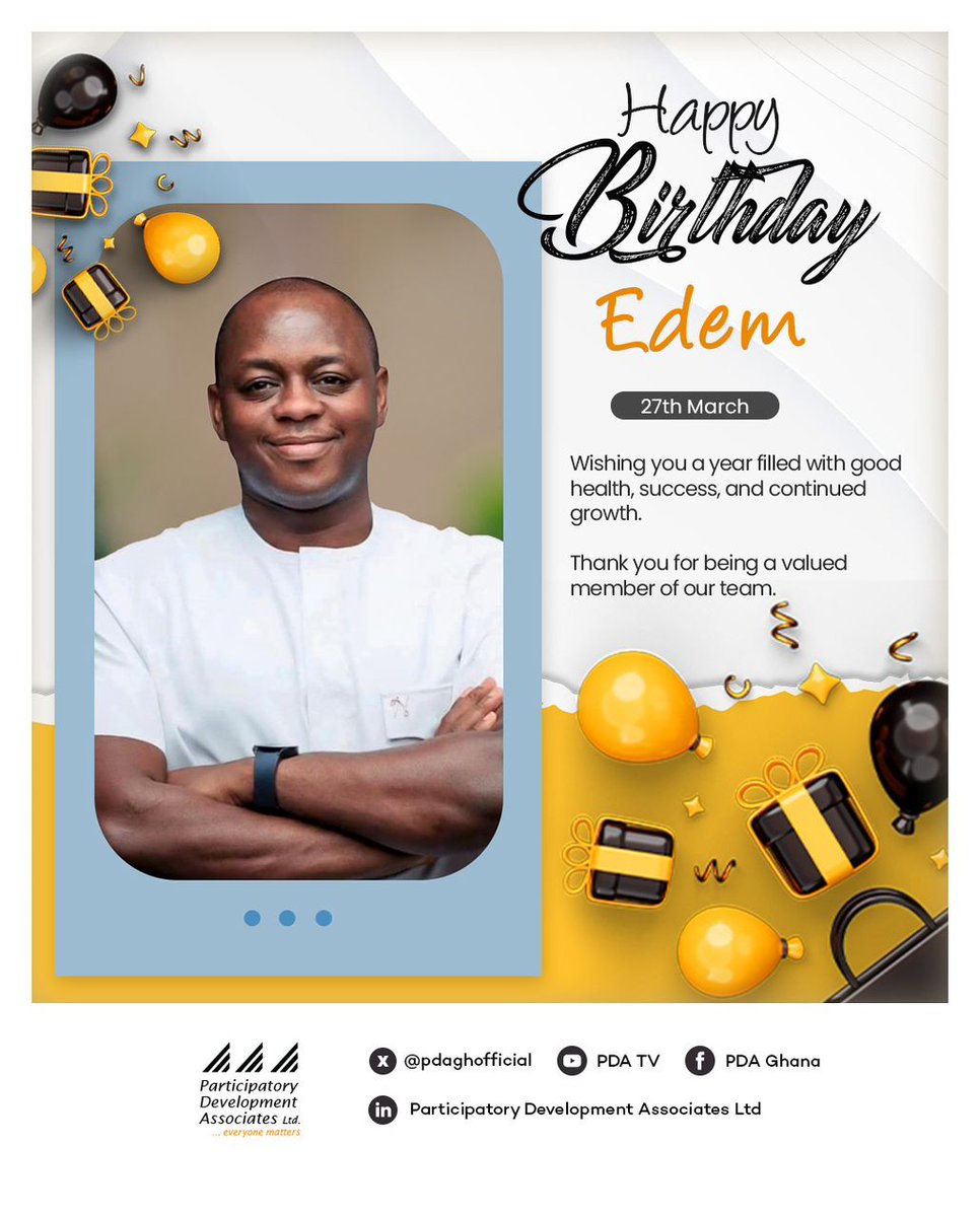 pdaghofficial's tweet photo. Itβs #EdemDay π
Join us in celebrating our incredible MD, @edemresearch , a leader who drives impact and inspires change.
Happy birthday from all of us!π
#HappyBirthdayEdem #PDALTD #ImpactDriven #leadershipthatdelivers https://t.co/8EZb4m8lMQ