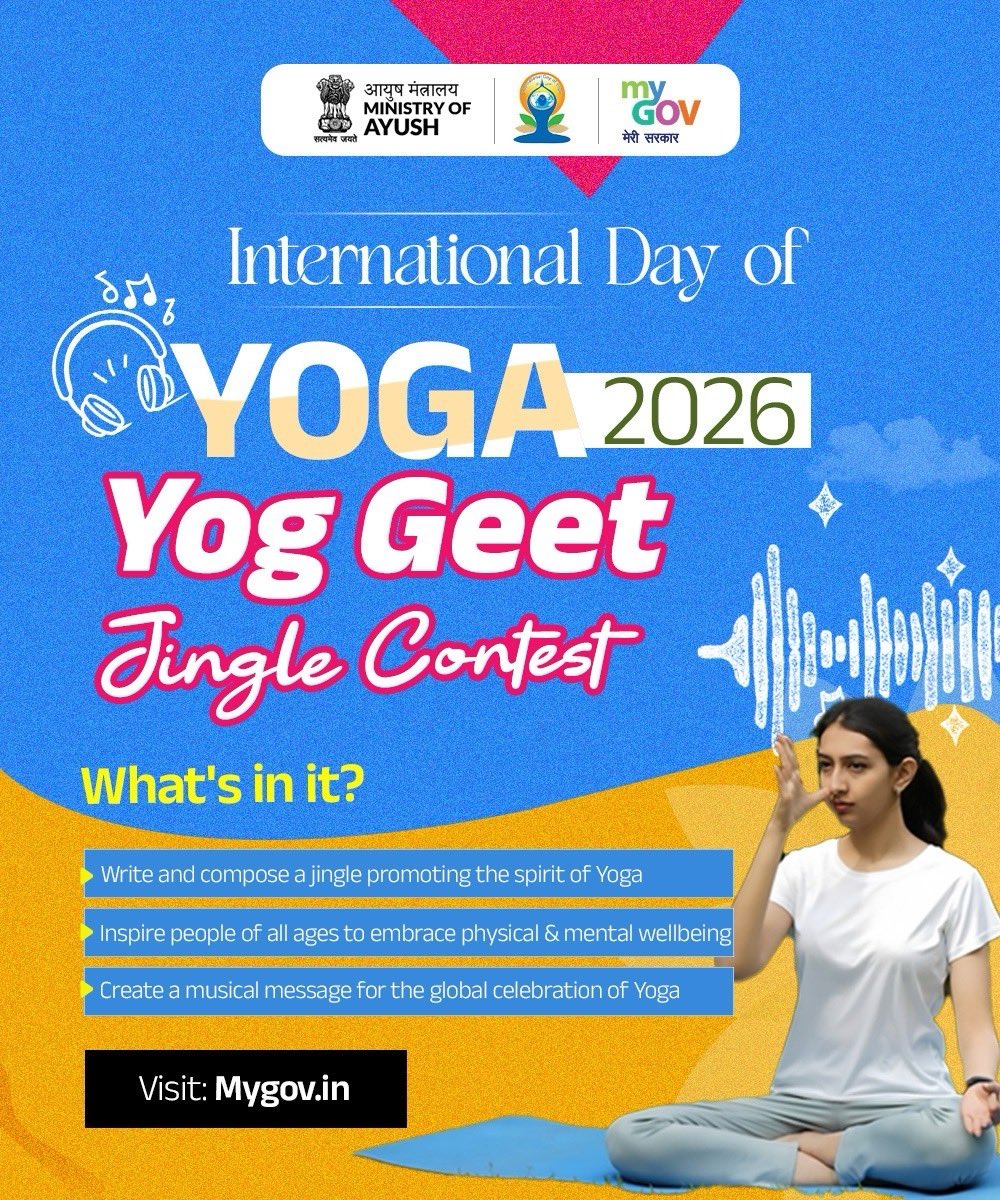 transformIndia's tweet image. Make yoga musical 

Join the Yog Geet Jingle Contest for #IDY2026 and create your own yoga-inspired tune.

Participate 👉 mygov.in/task/internati…

#YogaForAll #HealthyIndia @moayush