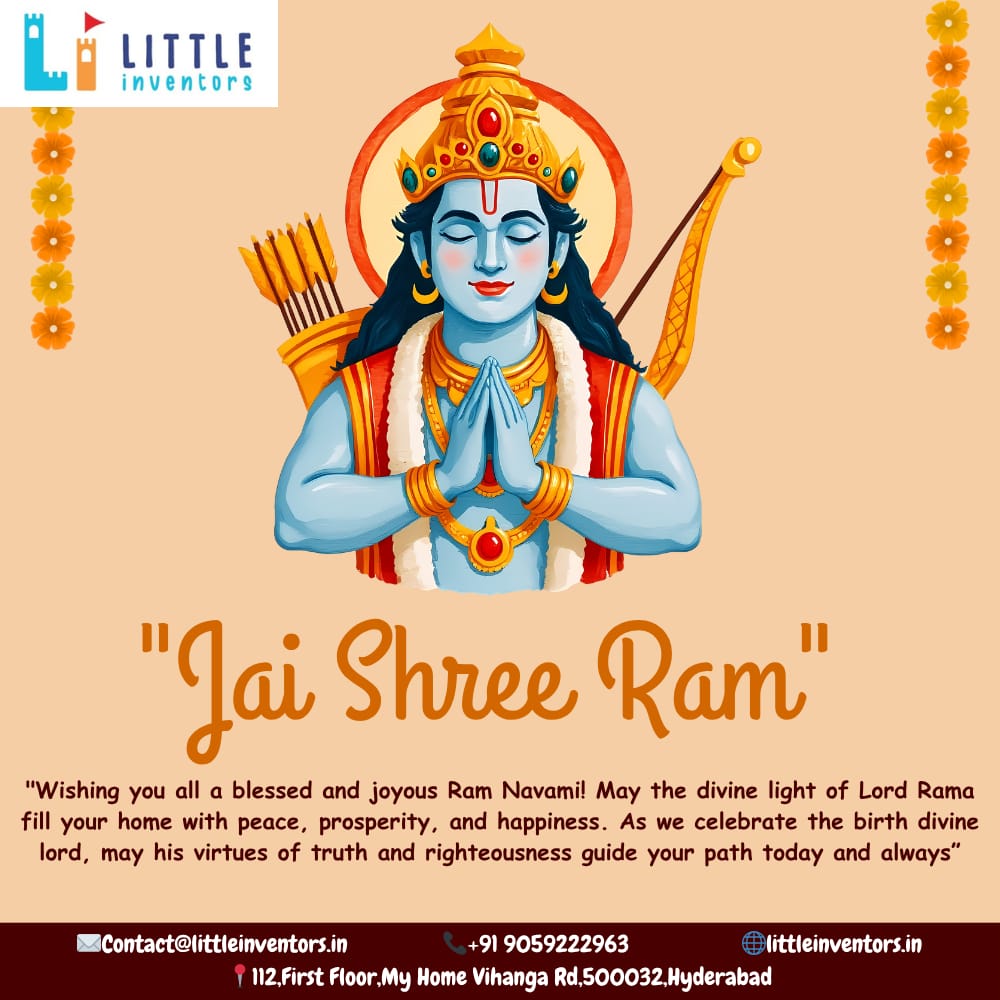 LittleInvento's tweet photo. 🌸 Happy Ram Navami 🌸
Jai Shree Ram 🙏
May Lord Ram bless your life
We’re also proud to share that this beautiful flyer was created by one of our talented students 💙🎨

— Team Little Inventors
#HappyRamNavami #JaiShreeRam #LittleInventors #StudentCreativity #YoungTalent https://t.co/nyiWd2LYu2