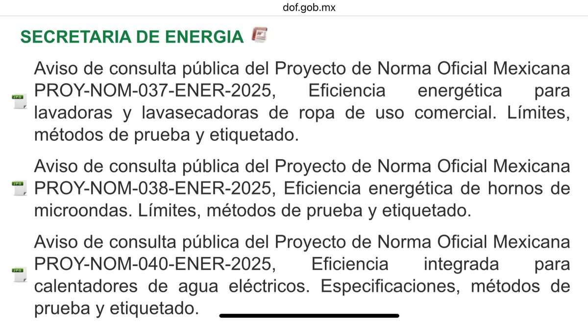 Hoy se publican en el Diario Oficial de la Federación los siguientes proyectos de NOM de CONUEE:

dof.gob.mx/index_113.php?…