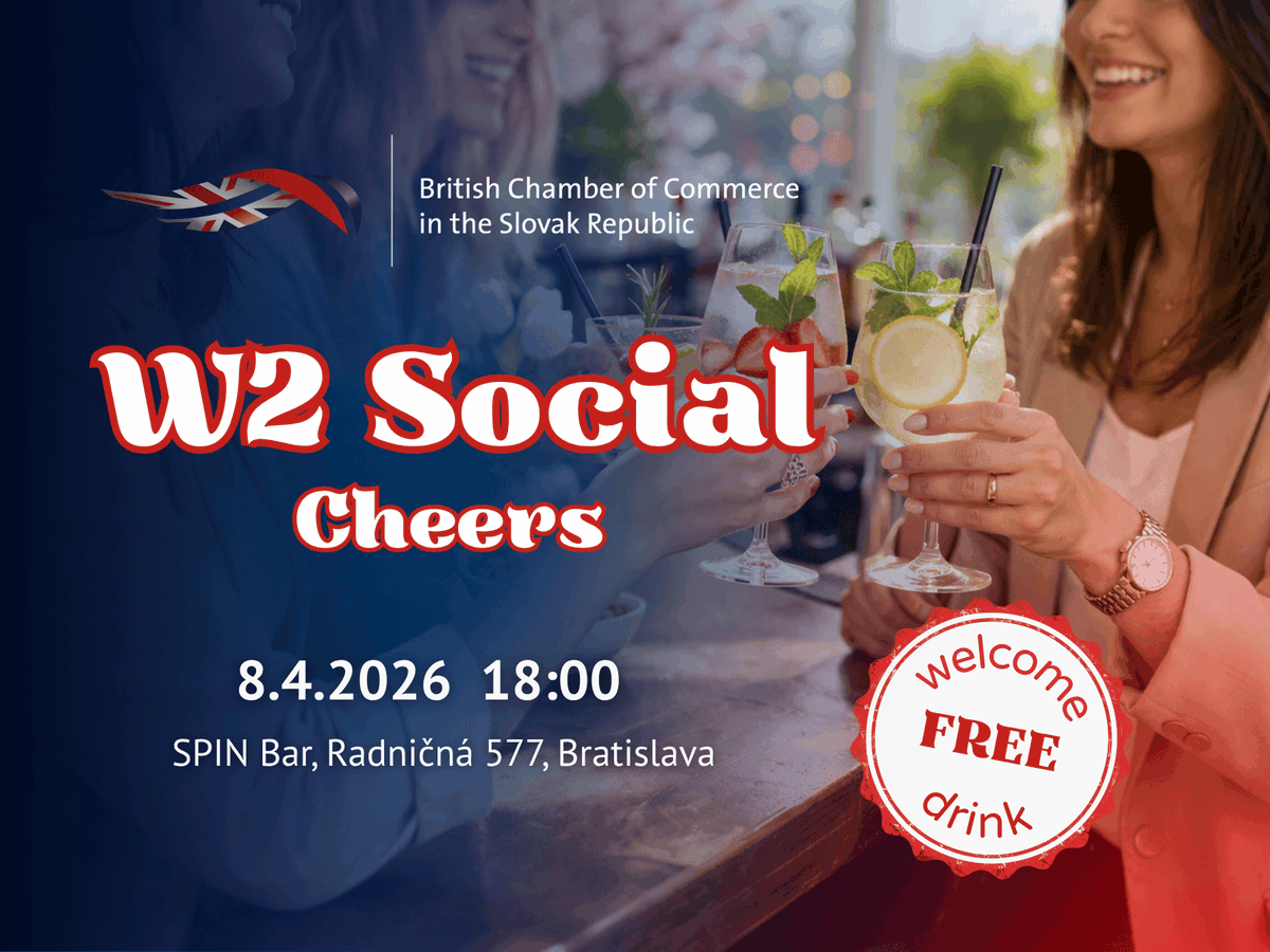 JOIN US FOR A SPRING NETWORKING WITH THE BRITCHAM COMMUNITY🍸

We invite you to our informal network gathering  organised by The British Chamber of Commerce in SR.
📅 8 April, 2026
🕐 from 6:00 PM
📍 Spin Bar, Radničná 577, Bratislava
Registrations : bit.ly/4dbNLg8