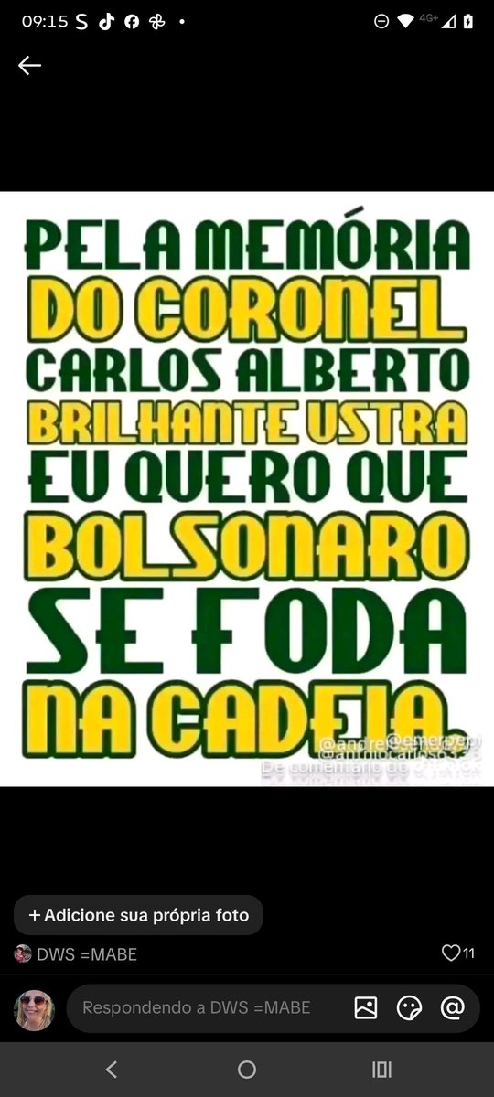 Pela memória do coronel Carlos brilhante ustra Bolsonaro tem que mofar na cadeia