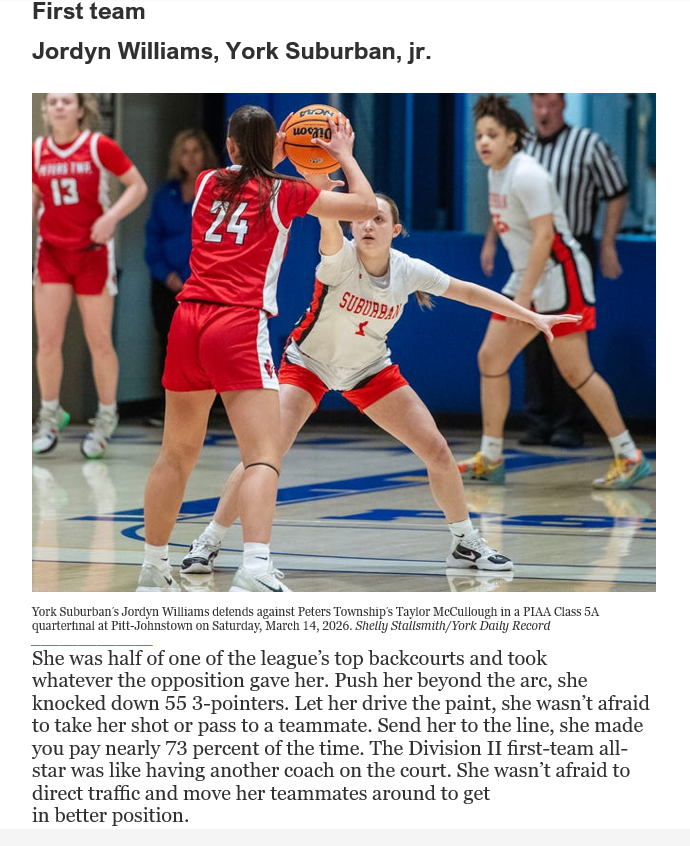 JordynWillCO27's tweet photo. Thank you @GameTimePA_SC for naming me a First team all-star! @YorkSuburbanGB @LadyRunnin https://t.co/Z9bZV6awFL