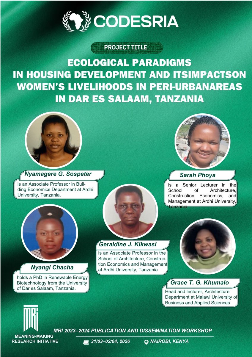 CODESRIA's tweet image. Spotlighting the 2023-24 MRI cohort! These researchers are exploring gender-based violence, food security, and women’s livelihoods across South Africa, Zambia, Nigeria, Tanzania and Cabo Verde. 🌍
#CODESRIA #MRI #GenderJustice #SocialResilience #AfricaResearch