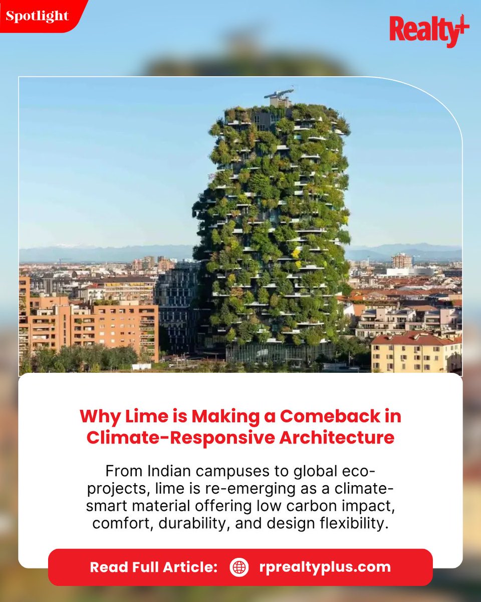 RPRealtyPlus's tweet image. Lime is making a comeback in architecture, offering low-carbon impact, thermal comfort &amp;amp; durability. A blend of tradition and sustainability shaping modern design.

Read more: rprealtyplus.com/news-views/why…

#SustainableArchitecture #GreenBuilding