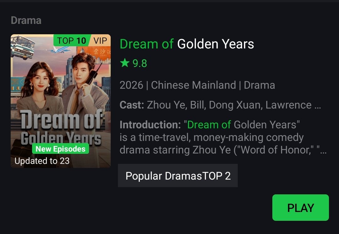 Today its back to top 2 popular dramas on IQIYI..
#ZhouYe 
#ZhaiXiaoWen 
#DreamOfGoldenYears