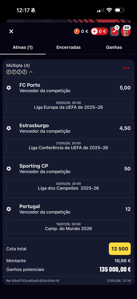 guiilkk4's tweet photo. Quem não arrisca não petisca @BetclicPortugal 🤩 https://t.co/XV0JKxuWIj