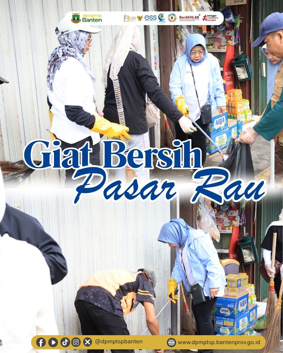 erratvic's tweet photo. Kepala DPMPTSP Provinsi Banten, Ir. Hj. Virgojanti, https://t.co/jZ4o7Zza2I., turut ambil bagian dalam Giat Bersih Pasar Rau bersama Walikota Serang, H. Budi Rustandi, S.E.  sebagai wujud nyata komitmen menjaga lingkungan yang bersih, sehat, dan berkelanjutan, Jum'at (27/03/2026) https://t.co/Xjz48jI7Ii