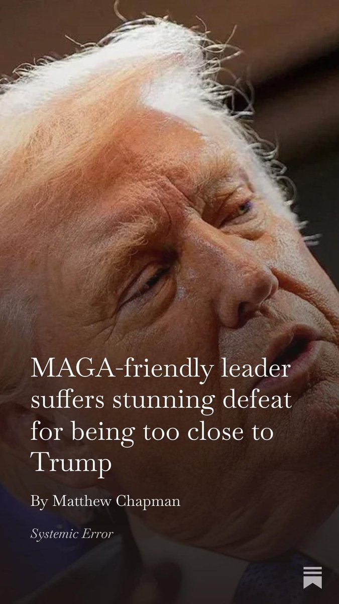 PaulStSmith's tweet photo. MAGA-friendly leader suffers stunning defeat for being too close to Trump
https://t.co/FMy3mkU550 https://t.co/gUR8DhrmcI
