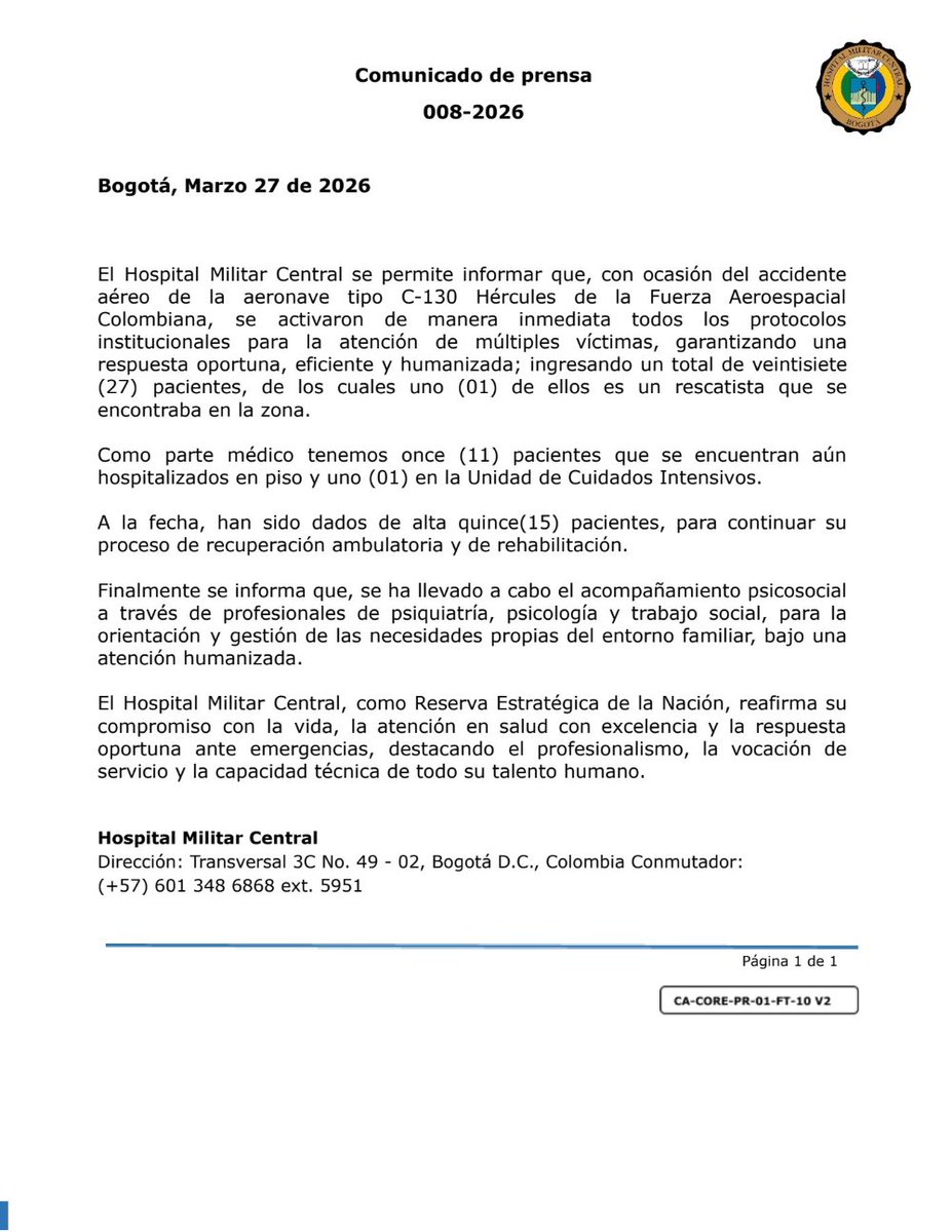 Hospital Militar Central Colombia- HOMIL tweet media