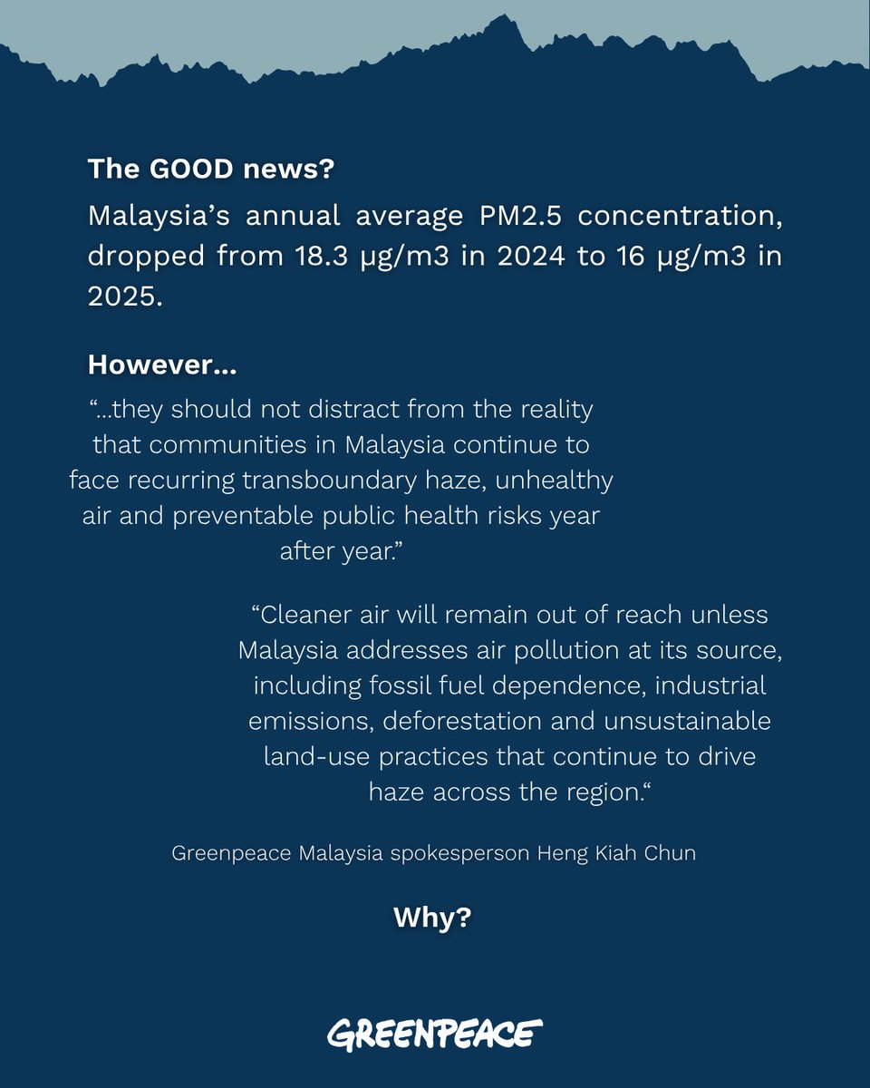 GreenpeaceMY's tweet photo. This Raya season's heat, forest fires, and transboundary haze are a testament to our statistics.
Jangan melepaskan batuk di tangga, take action now: https://t.co/3wGcfNcr7X
#HutanKitaHakKita #OurForestsOurFuture #CleanAirNow https://t.co/EqLuLpUE29