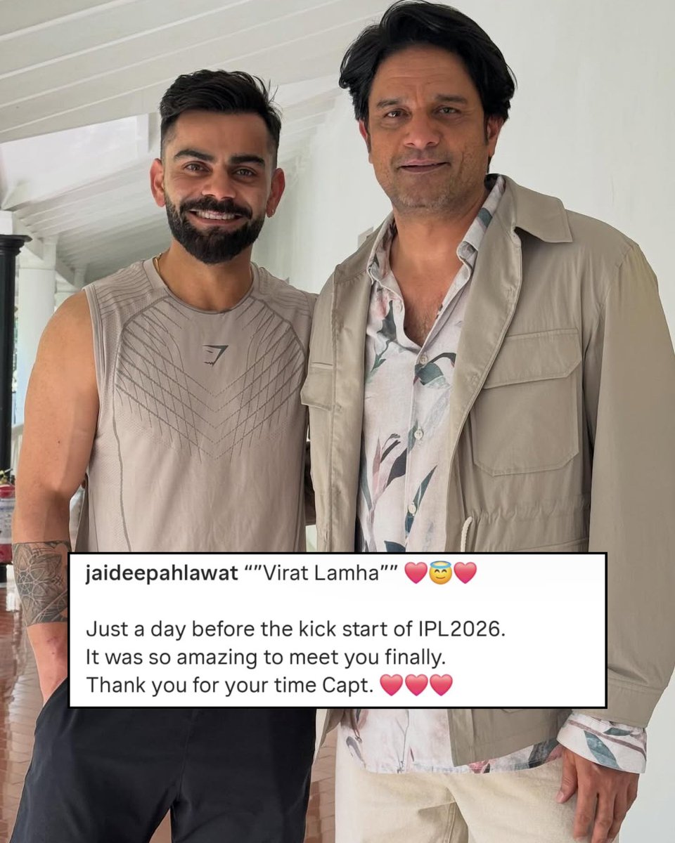 filmfare's tweet photo. #JaideepAhlawat shares a heartfelt moment with #ViratKohli. ❤️

#Celebs https://t.co/RgzV5i3o25