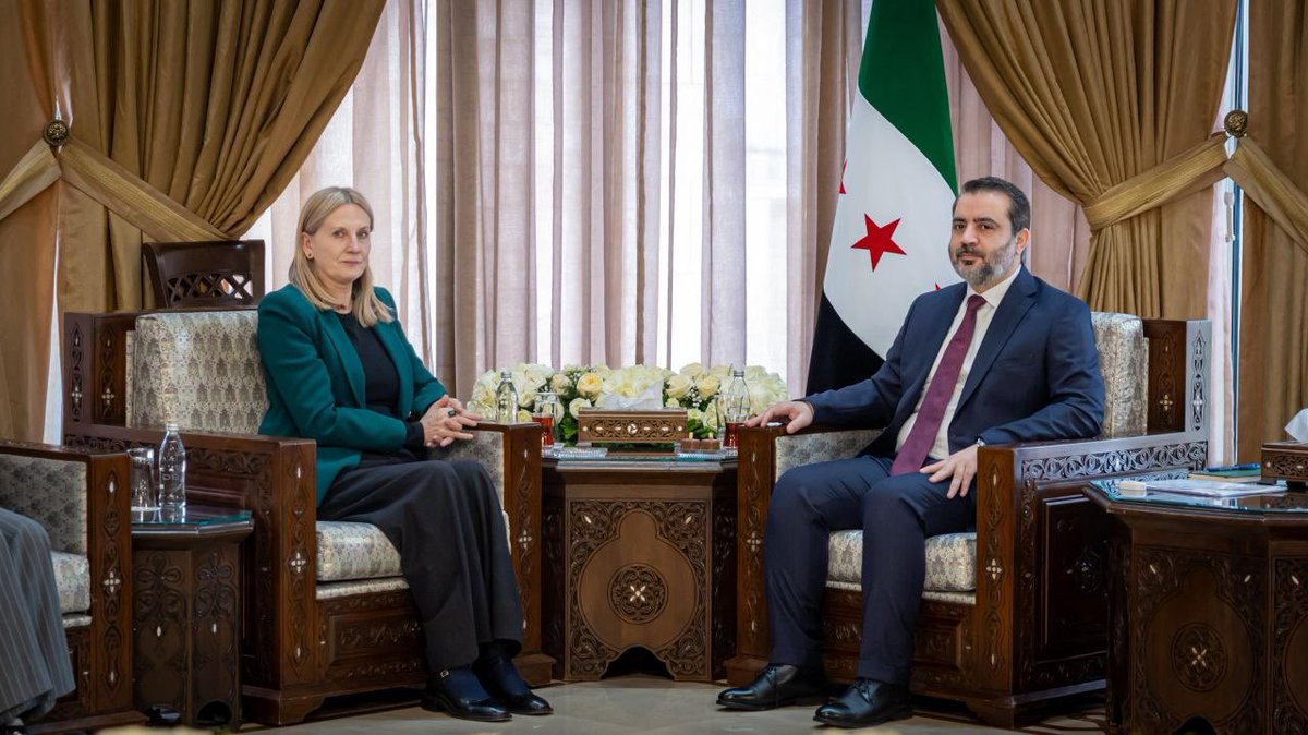 QUSAY_NOOR_'s tweet image. Minister of Foreign Affairs and Expatriates, Mr. Asaad Hassan Al-Shaibani, received in the capital #Damascus the #Ambassador of the #Kingdom of #Norway to the #Syrian #Arab Republic, Hilde Haraldstad.

During the meeting, the two sides discussed ways to strengthen bilateral