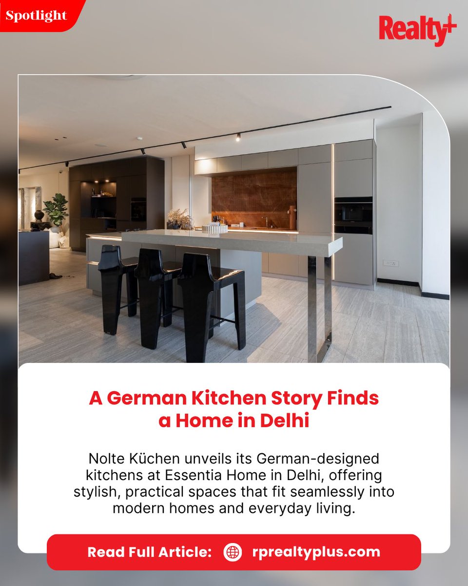RPRealtyPlus's tweet image. Nolte Küchen brings German design to Delhi with a new showcase at Essentia Home, blending style, functionality &amp;amp; smart storage for modern living.

Read more: rprealtyplus.com/news-views/a-g…

#KitchenDesign #InteriorDesign