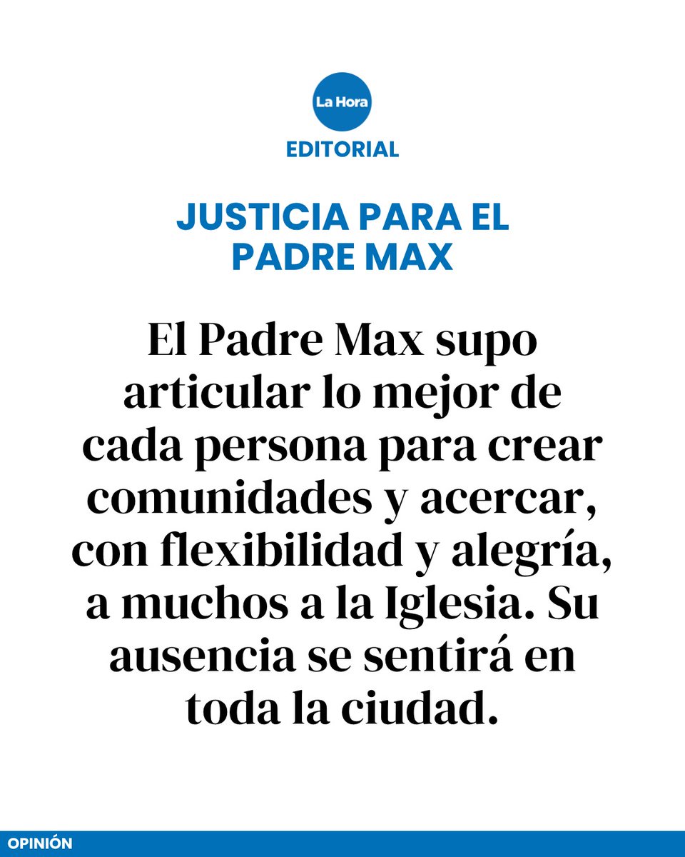 lahoraecuador's tweet photo. El Padre Max fue asesinado. La Policía y la Fiscalía avanzan en las investigaciones que, en un principio, apuntarían a un asalto. LA HORA se une a este pedido de justicia para el Padre Max.

Lee el editorial completo 👉 https://t.co/MB8w8RKEAj https://t.co/h2ZDGmZRkX