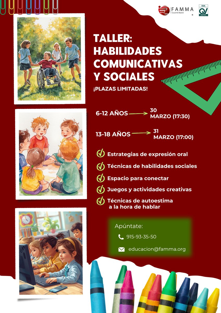FAMMA_Co_Madrid's tweet image. 🧒 ¡Atención, familias!  
Si a tu hijo/a le cuesta comunicarse y relacionarse, hoy comienza el taller del área de educación inclusiva de @FAMMA_Co_Madrid, los días 30 y 31 de marzo.
ℹ️ Más info abajo.
#autonomía
#creciendojuntos