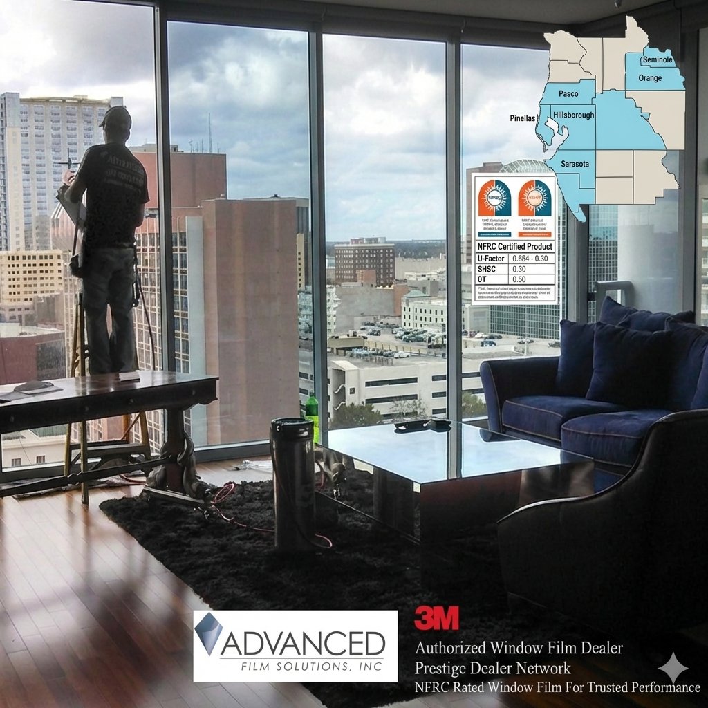 ex3m's tweet image. Whether you're managing corporate headquarters in Orange County or retail space in Seminole County, our certified techs provide tailored #3M #LLumar commercial #windowfilm installations that enhance comfort and energy efficiency. Advanced Film Solutions tinyurl.com/98bwjyjf