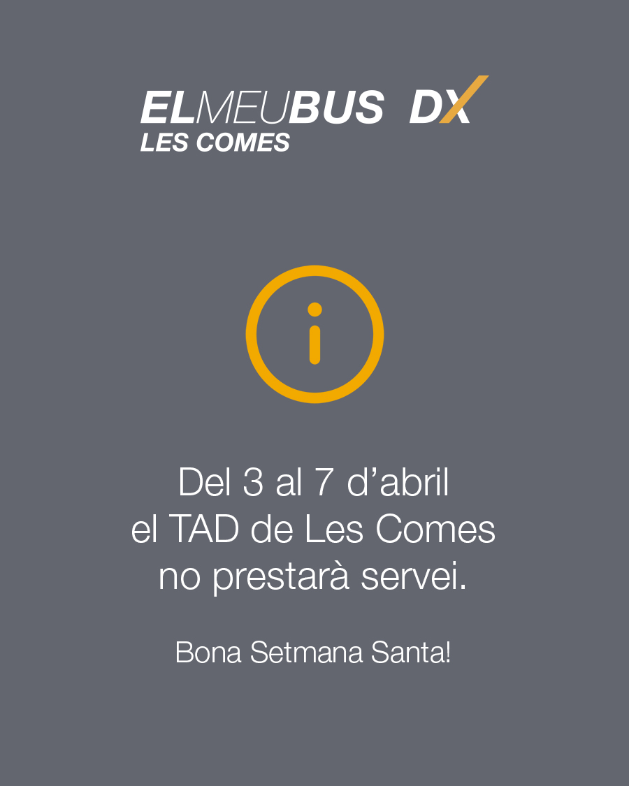 dx_ElMeuBus's tweet photo. 👋 🚍 Atenció!

📅 A partir de dimecres 8 d’abril de 2026, torna el servei d'#ElMeuBusDX del Polígon Les Comes d'#Igualada

🔗 Trobaràs tota la informació, horaris i recorreguts d'ElMeuBus DX, a l’enllaç de la bio i a l'app ElMeuBus DX https://t.co/3nXWpIJam9 https://t.co/m8rnTM7Vj2