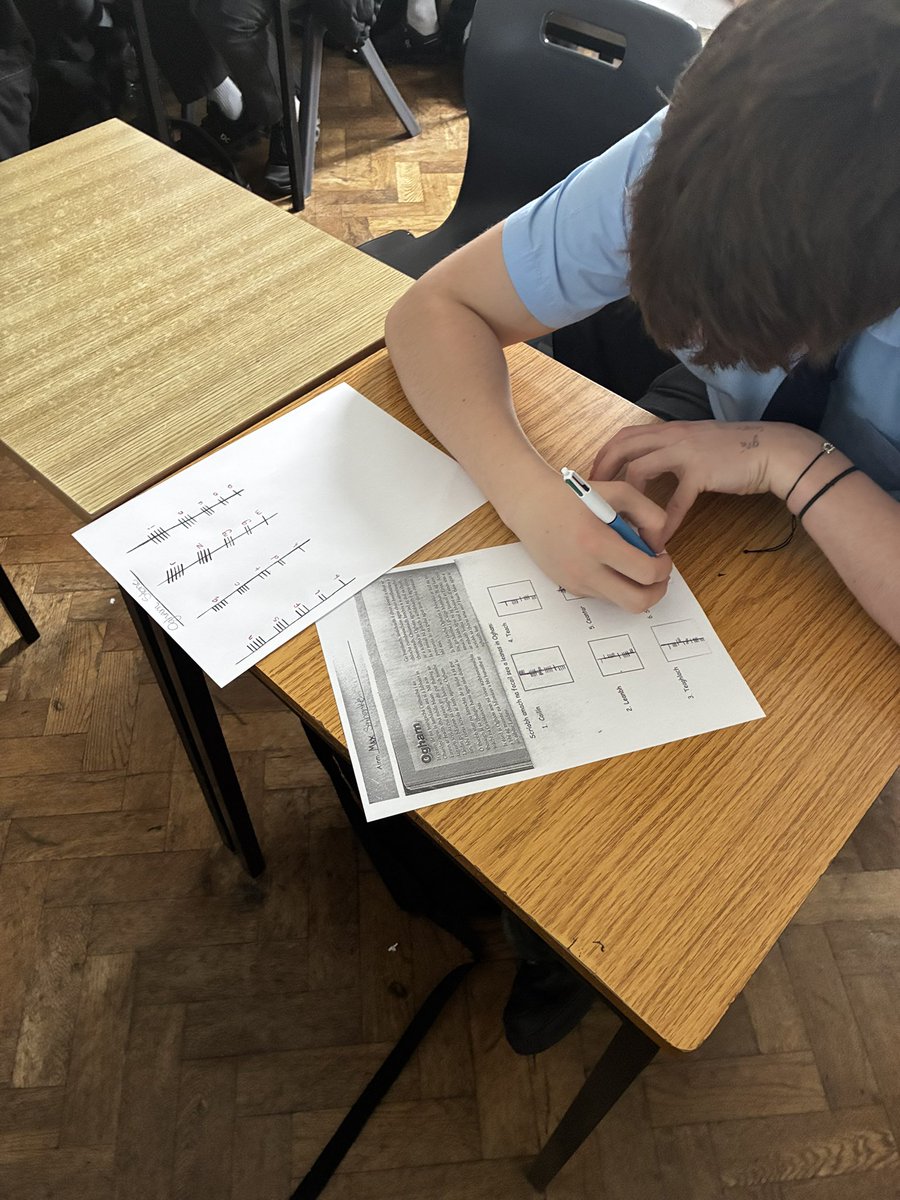 ArklowCBS's tweet photo. Ms Cummins’ TY Irish class learned how to read and write Ogham this week. Ogham is the earliest known form of writing in the Irish language.
Can you read any of their works of art?
#ogham https://t.co/PfVHLkbTRl