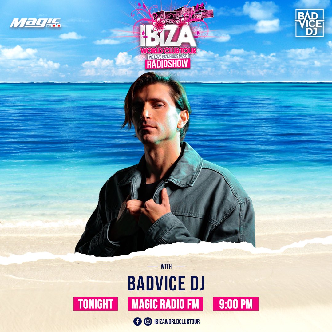 Tonight 21:00 hrs local time @ibizaworldclubtour #magicradio #worldwide #uk #fm #broadcast