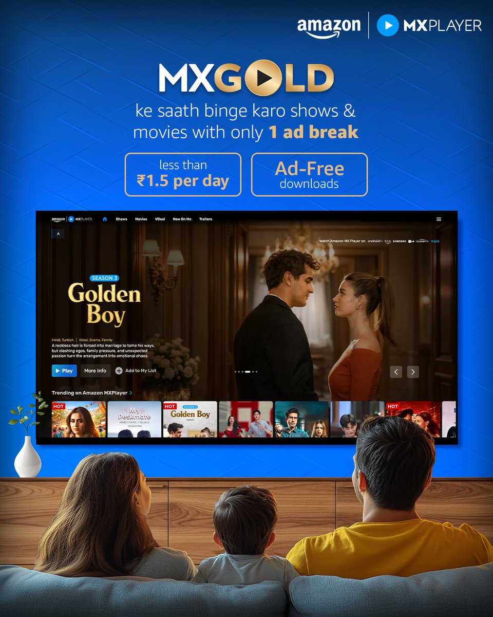 MXbyPrimeVideo's tweet photo. yeh hai entertainment ka asli GOLD 🤩

[ Amazon MX Player, FREE Shows, Binge FREE, MX Gold ]

#MXGold #AmazonMXPlayer https://t.co/1XPmMhzTfQ