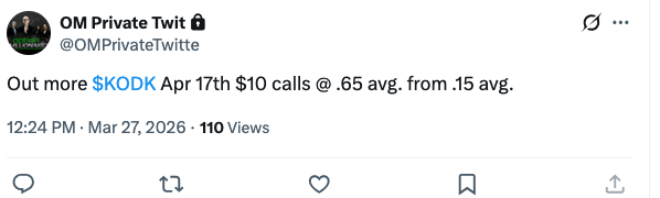 OMillionaires's tweet photo. Banking calls on a day like this... plant seeds and harvest...

$KODK https://t.co/ksA0BxE7h1