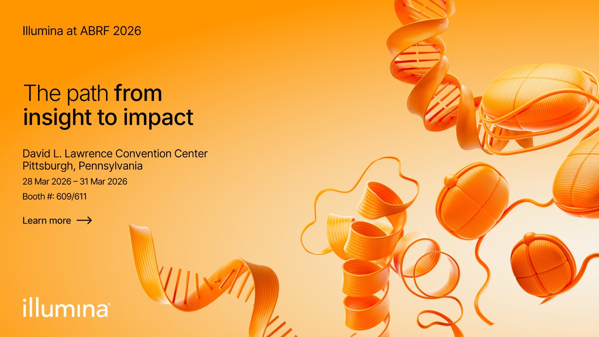 illumina's tweet photo. This weekend, we're heading to the ABRF Annual Meeting to showcase multiomic workflows, NovaSeq X updates, and bioinformatics tools helping researchers go further, faster. 

Don't miss "Redefining the Limits of What's Possible: Innovation That Connects Every Layer of Biology" on March 29 — where we're joining Catharine Aquino and Ioannis Vlachos to discuss TruPath Genome, spatial technology, and how our platforms support core facilities. 

📍 Find us at Booth 609/611 to see what Illumina's platforms and assays can do for your work. 

#ABRF2026 #Genomics