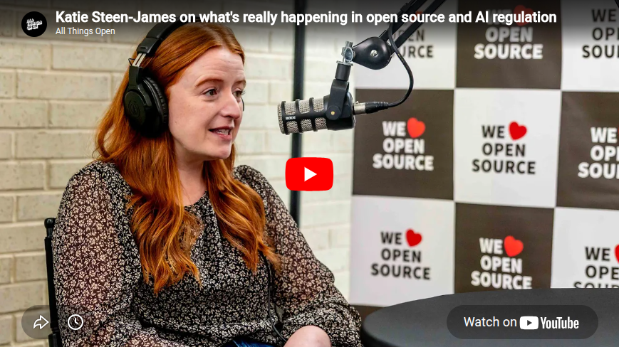 OpenSourceOrg's tweet image. Katie Steen-James, Senior US Policy Manager at the OSI, joins the We Love Open Source podcast to share how developers can engage with policy makers: allthingsopen.org/articles/devel…
#OpenSource #OpenSourceAI #OpenSourcePolicy