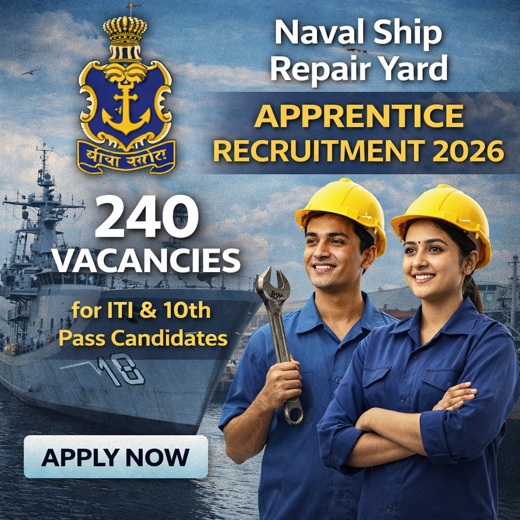 aqubes_sarkari's tweet image. Naval Ship Repair Yard Apprentice Recruitment 2026 – 240 Vacancies | Aqubes.com
👉 Apply Now: shorturl.at/tWoIx

#NavalApprentice #IndianNavyJobs #ApprenticeJobs #ITIJobs #10thPassJobs #DefenceJobs #GovtJobs #SarkariNaukri #JobAlert #AqubesSarkariJobs