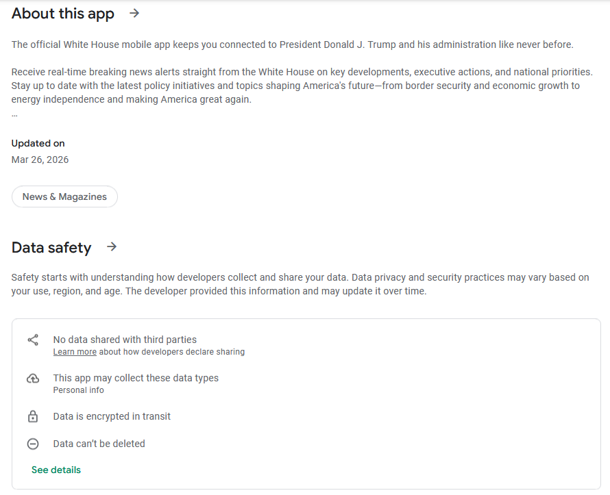 RoguePOTUSStaff's tweet photo. The White House has launched a new app that will deliver government sanctioned propaganda directly to your phone.

It will also collect your phone number and email address. Why does the federal government need your phone number and email address? https://t.co/kyF5oKX0Xn