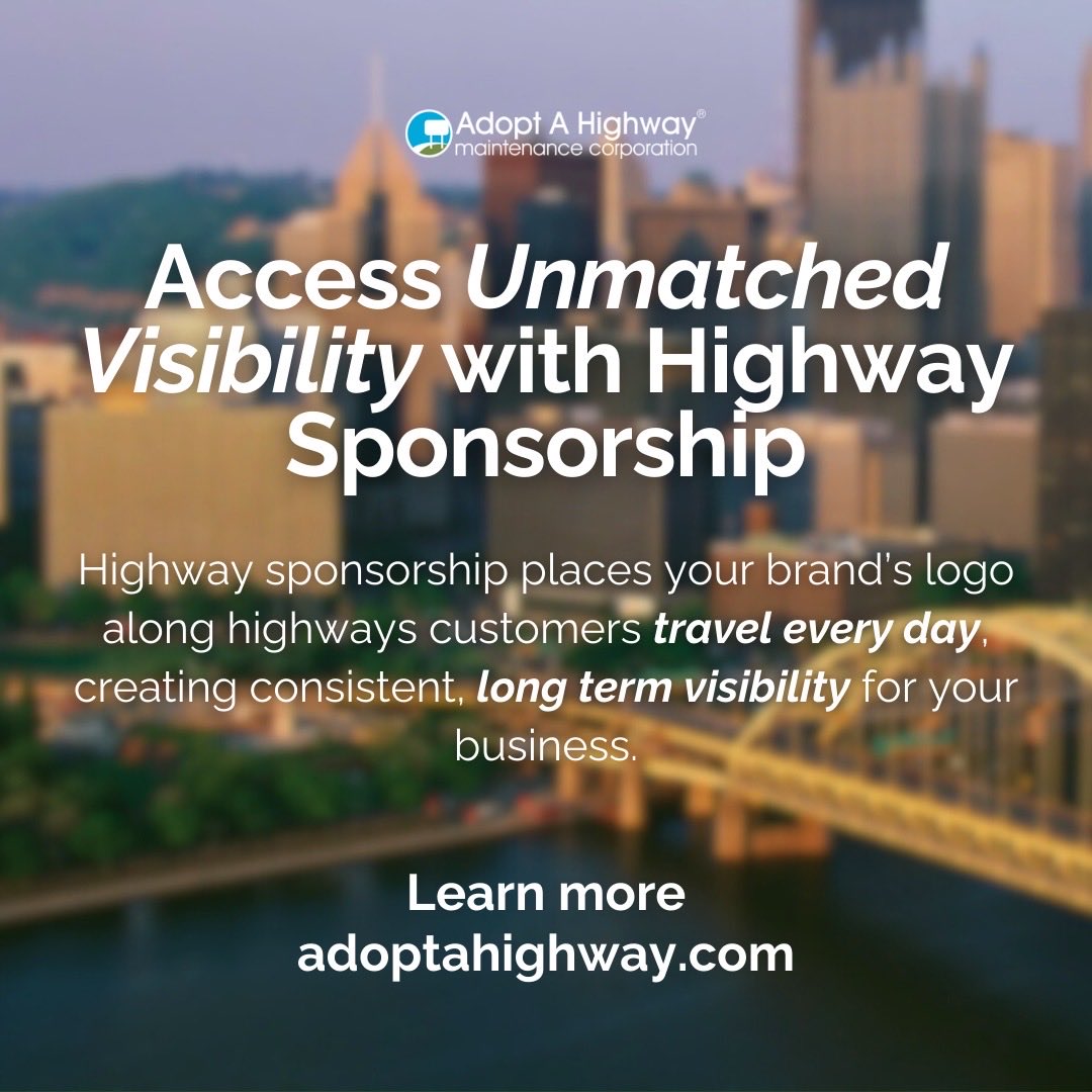 SponsorAHighway's tweet image. Your brand could be one of the first things travelers notice in Pennsylvania! 🛣️

Sponsor a highway, reach countless of drivers, and support cleaner roads 💙

👉 Own the mile and make your brand impossible to miss: adoptahighway.com #brandvisibility