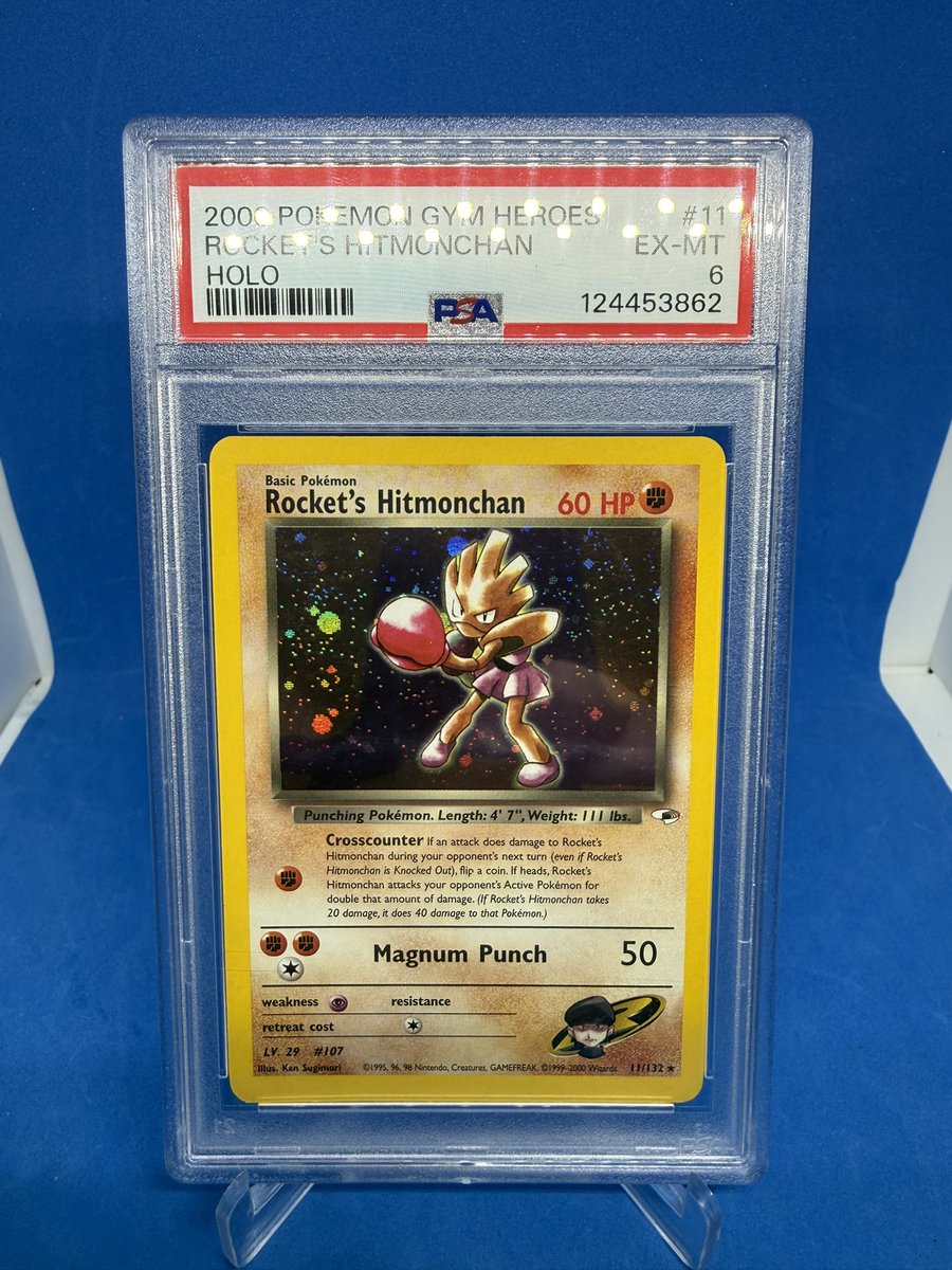 It’s been a little while since I added a Gym Heroes Holo to the PSA 6 set… but here is #5 out of 18. Rockets Hitmonchan !