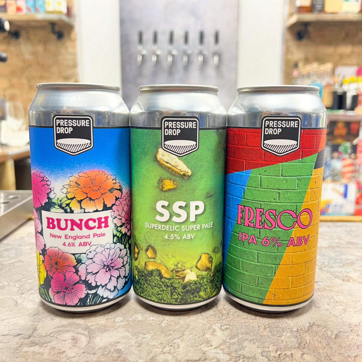 CraftTooting's tweet image. NEW Pressure Drop ~ ‘Bunch’ NE Pale loaded w/ southern hemisphere hops Motueka, Galaxy &amp;amp; Mosaic T90 🤤🌸 NEW ‘SSP’ Pale - Dank. Crisp. Banger 💥 AND ‘Fresco’ NZ #IPA showcasing the citrus spectrum of NZ Cascade &amp;amp; Southern Cross 👌 #Craft #Tooting #Craftbeer #SW17 #PressureDrop