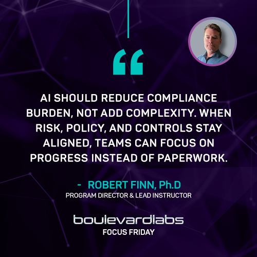 BoulevardLabs's tweet photo. AI should reduce compliance burden, not add complexity. When risk, policy, and controls stay aligned, teams can focus on progress instead of paperwork.

#BoulevardLabs #AI #AIforImpact #STANCE https://t.co/i3XMYlVy3z