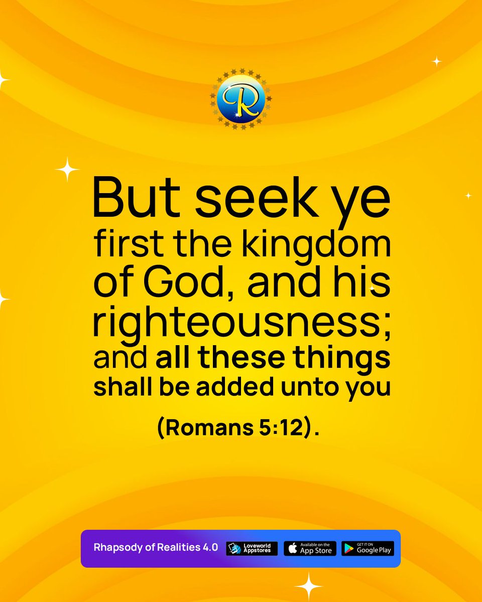 RhapsodyDaily's tweet photo. Stop chasing what the world is chasing - there is a faster way to win.
The Word: Matthew 6:33 "But seek ye first the kingdom of God, and his righteousness; and all these things shall be added unto you."
#RhapsodyOfRealities #Matthew633 #KingdomFirst #DailyDevotional #ROR4 https://t.co/qIOScC9FxW
