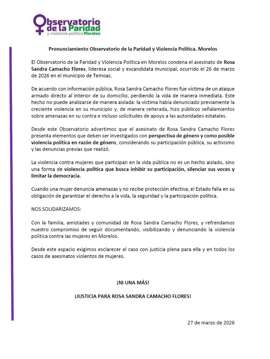Observatorio Paridad y Violencia Política Morelos tweet media