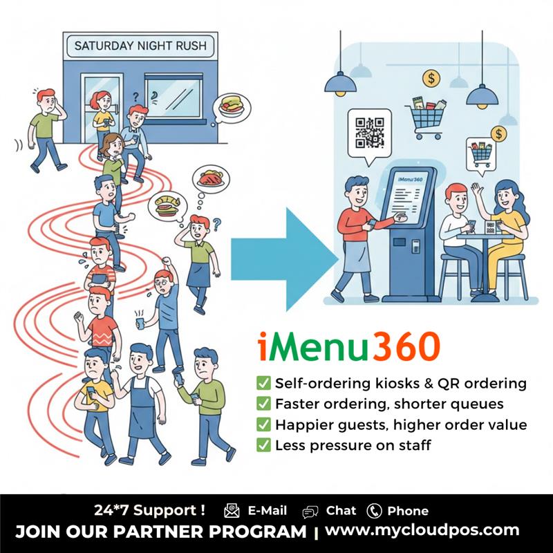 iMenu360support's tweet photo. Busy nights made easy. iMenu360's self-ordering kiosks and QR ordering speed up service, boost order value, and take pressure off your team. Faster, smoother, smarter. https://t.co/zzQjMi06mW