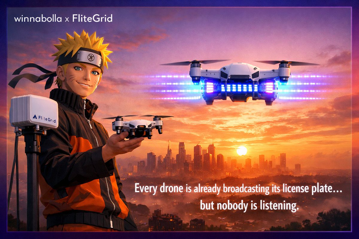 Winnabolla's tweet photo. We already have drone surveillance data flying through the sky, we just don’t have the infrastructure to read it.

@FliteGrid is building that missing layer.

The FAA made drones broadcast their identity years ago.

So the data is already out there.

We just don’t have full visibility across the whole country yet.

Follow me🔻