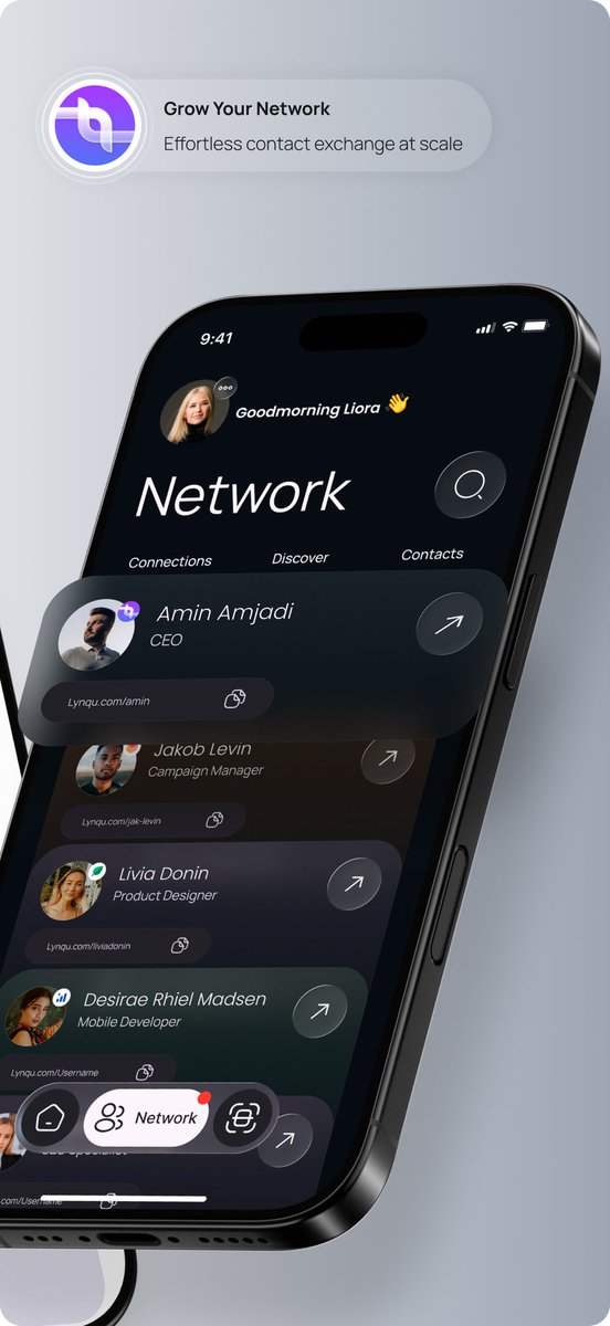 maamjadi's tweet photo. Been building Lynqu for over a year.

Now we’re days away from launch.

Here are our App Store screenshots.

Be brutally honest, would you download this? 👇 https://t.co/K3x1OCo6JX
