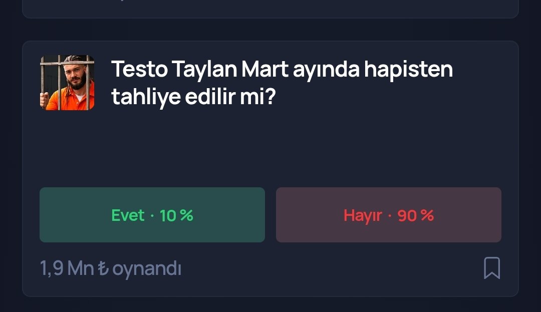 Testo Taylan Mart ayında tahliye olur mu diye kurmar açmışlar ve şimdiye kadar 2 milyonluk bir havuz oluşmuş.
