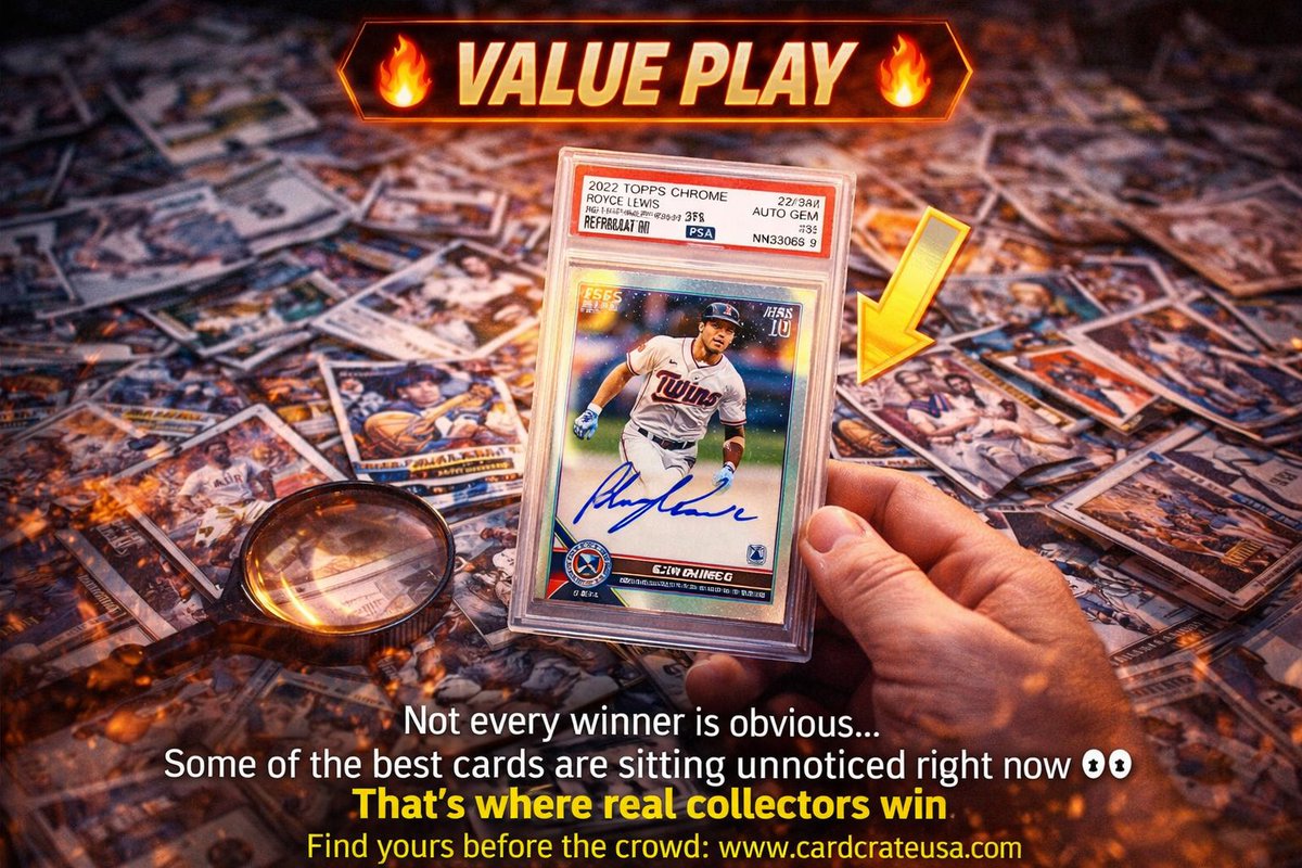 CardCrateSports's tweet photo. 🔥 Value Play 🔥
Not every winner is obvious…

Some of the best cards are sitting unnoticed right now 👀

That’s where real collectors win.

Find yours before the crowd: https://t.co/EznQATSQVH

#sportscards #thehobby #cardcollecting #tradingcards #sportscardmarket https://t.co/JbiPVV2c1h