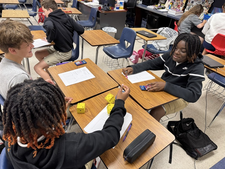 ndms_griffins's tweet image. Mrs. Thomas's 7th grade math students are having fun with theoretical and experimental probability! “Rolling” in to Spring Break!!! #GriffinsLoveMath #GriffinsWorkingTowardSpringBreak #MathIsFun