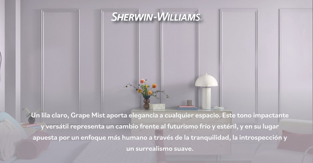 SherwinCA's tweet photo. Calma + estilo en un solo color. ✨
Grape Mist SW 6548 llegó para transformar tus espacios. https://t.co/y76VodYjKA