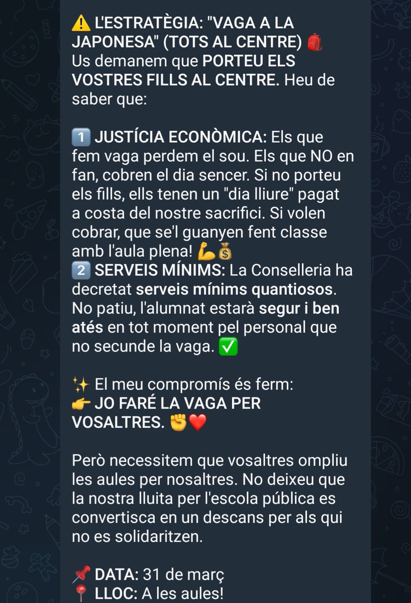 #Vaga31M #JoFaréLaVagaPerVosaltres #EducacióPública #TotsAlCentre #VagaALaJaponesa