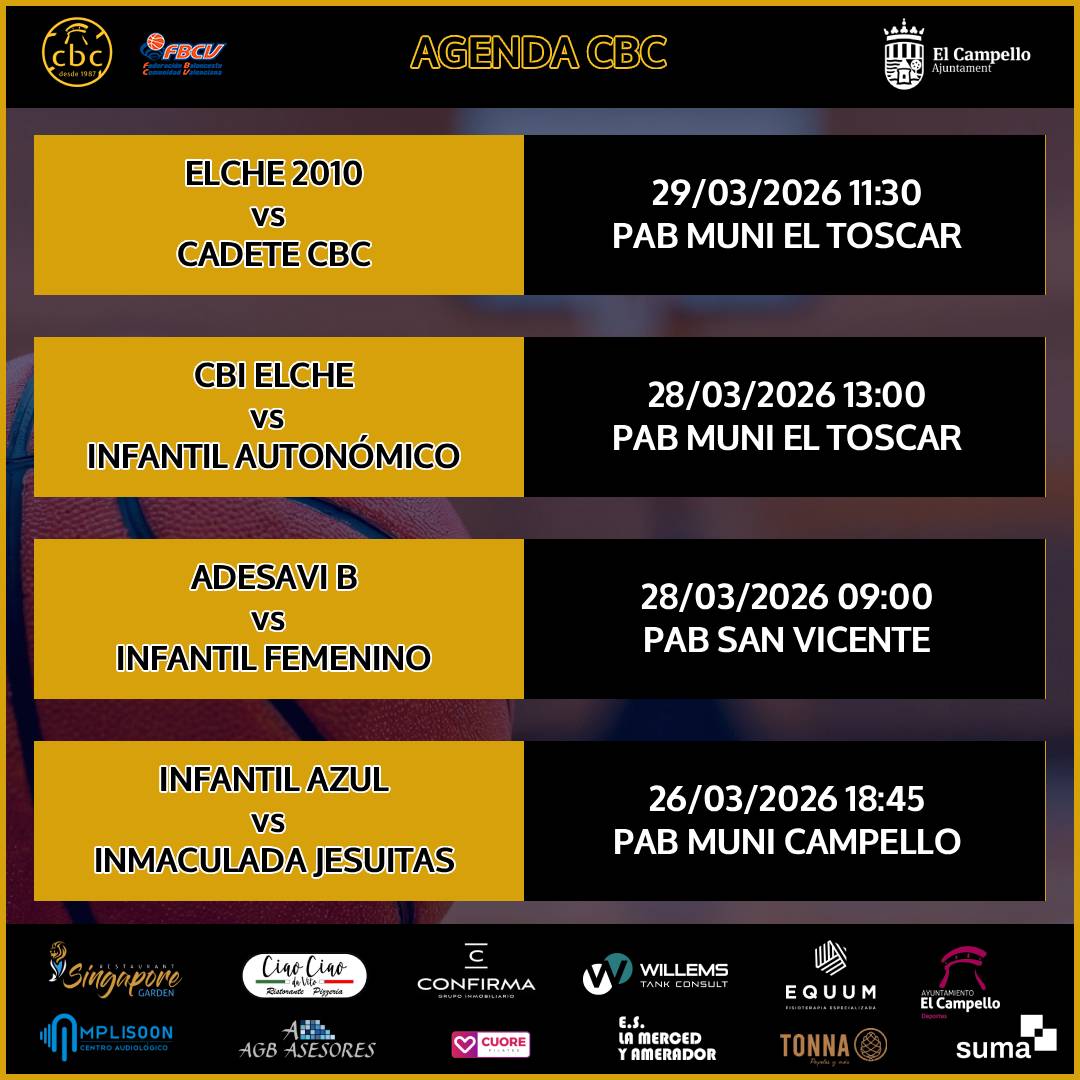 campellocb's tweet photo. ⏰ Este fin de semana cambiamos la hora…
pero las ganas de baloncesto siguen igual 💙💛🏀
Nueva jornada para nuestros equipos.

Colabora la Concejalía de Deportes del Ayuntamiento de El Campello
#VamosCBC #elcampellodeportes #SumaMásCercaDeTi https://t.co/X2aixKIrAR