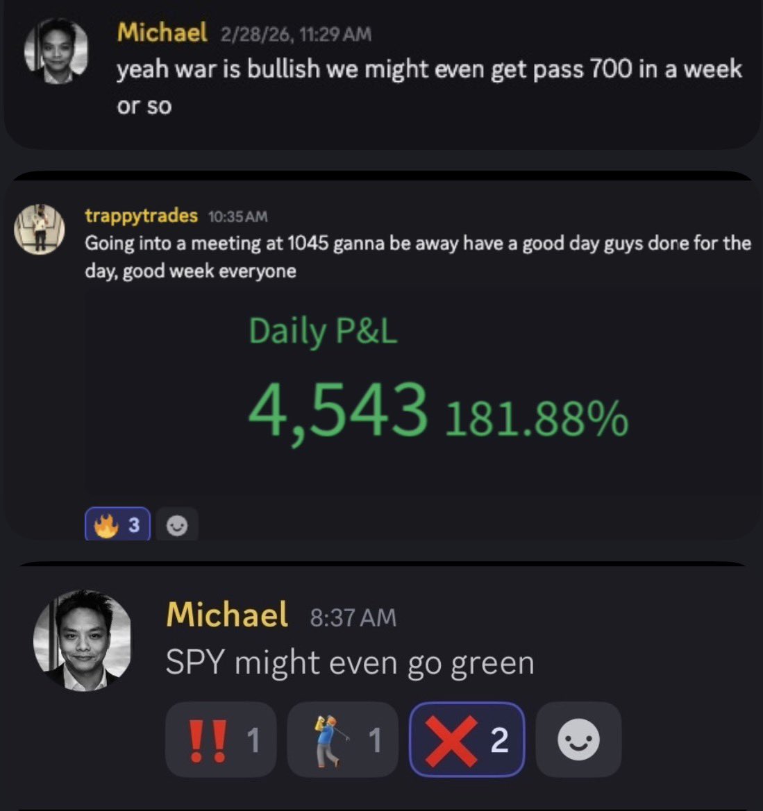 PhilipSoungCho's tweet photo. Why would a “pro trader” call the top at the start of the day? 🤔

Michael @superluckeee kept calling calls…
While my room was stacking puts all day 💰📉

You decide for yourself.
Same person who called SPY 700 last month.

JOIN my room for real trades. Real results. 🔥

https://t.co/NWob9g2Akg

$SPX $XSP $SPY
